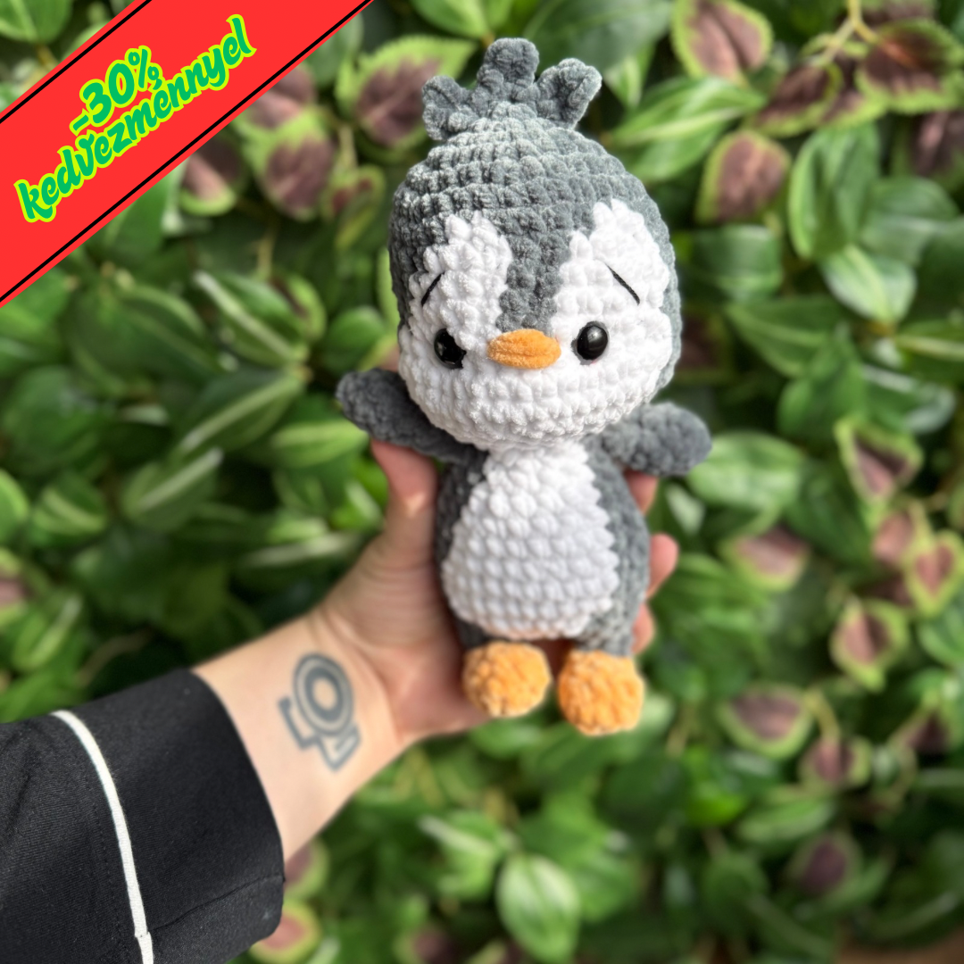 Pingvin | ajándék piros béka plüssel
